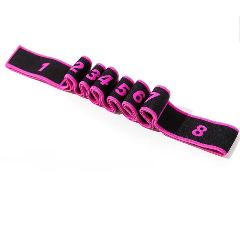 Yoga Pull Strap Belt Girl Elastic Latin Dance Stretching Band Loop Yoga Pilates GYM Fitness Exercise Resistance Band with Number
